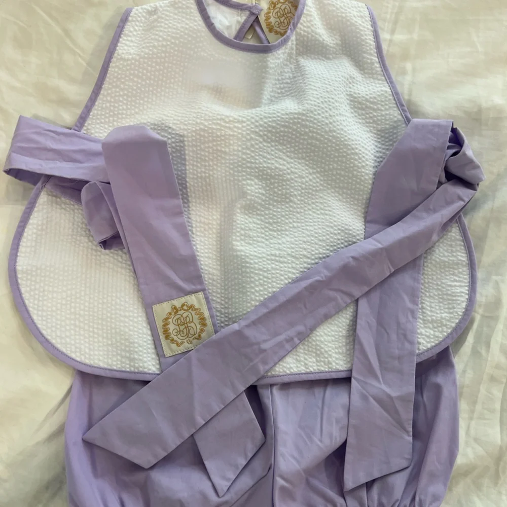 Charming Lavender and White Kids Bib Set - Picture 2 of 4